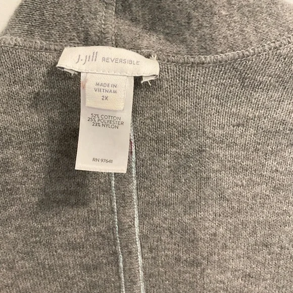 J. Jill Light Teal and Grey Reversible Cardigan - Picture 5 of 5